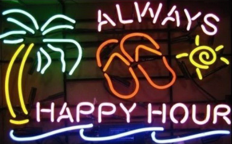Always Happy Hour Palm Tree Neon Sign